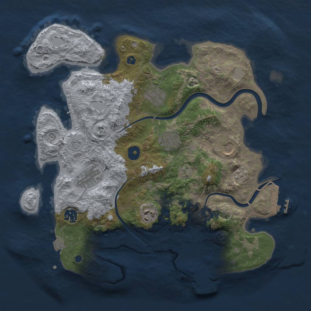 Rust Map: Procedural Map, Size: 3500, Seed: 750587876, 13 Monuments