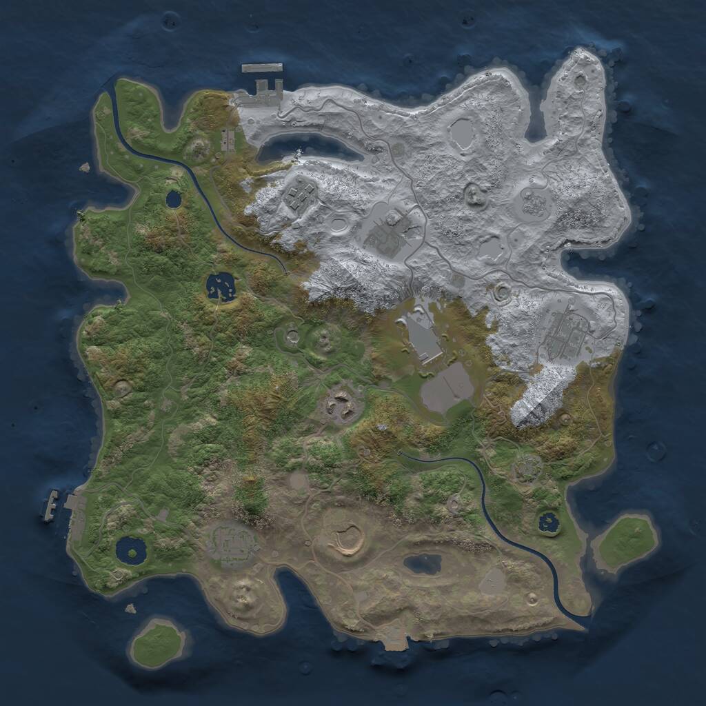 Rust Map: Procedural Map, Size: 3500, Seed: 444823569, 14 Monuments