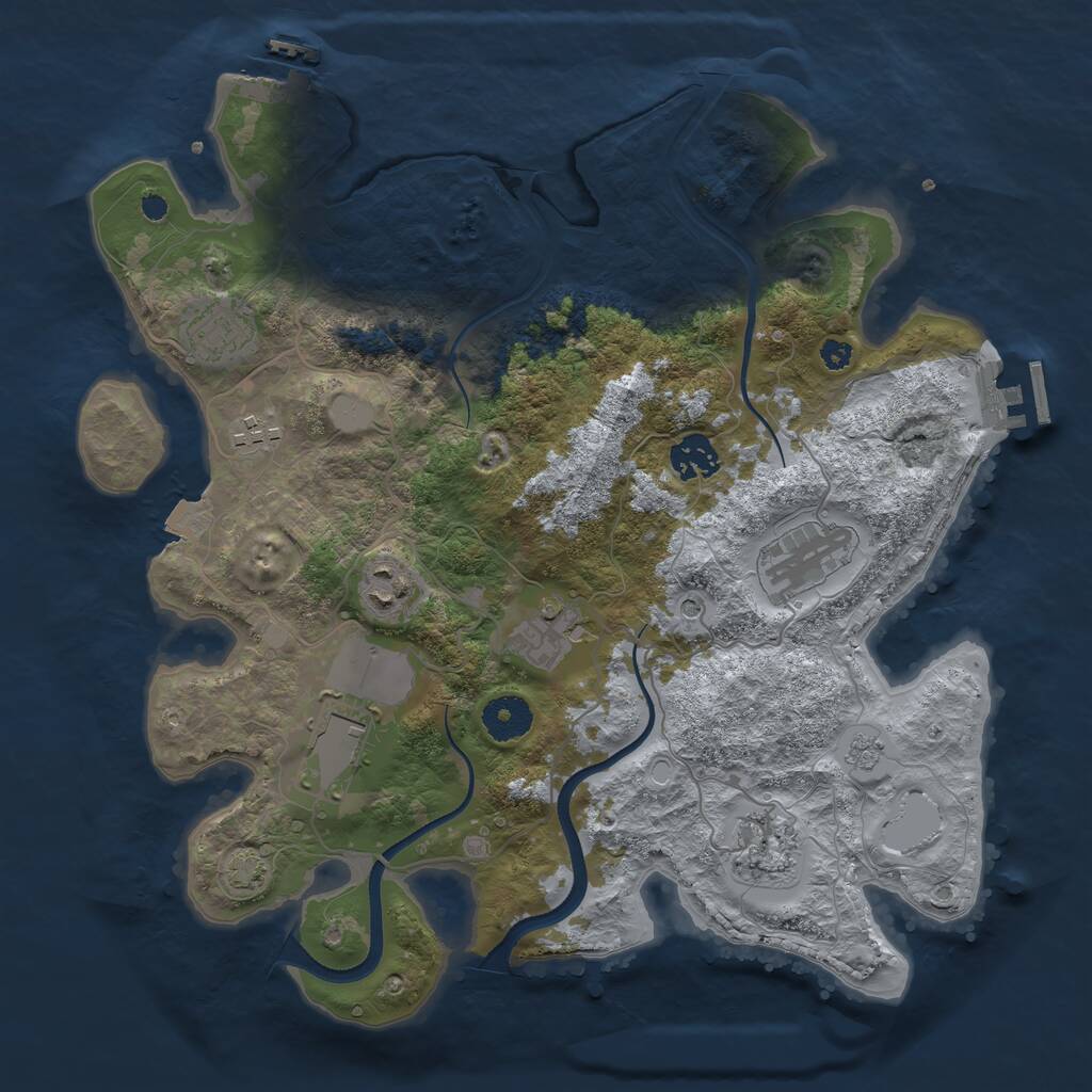 Rust Map: Procedural Map, Size: 3500, Seed: 1180456460, 14 Monuments