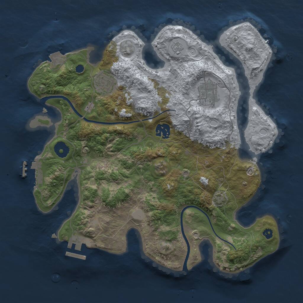 Rust Map: Procedural Map, Size: 3000, Seed: 18192, 8 Monuments