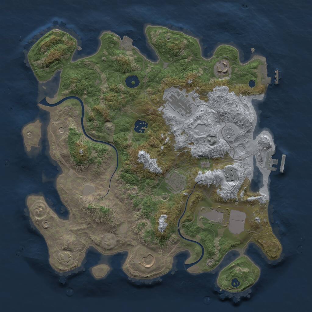 Rust Map: Procedural Map, Size: 3500, Seed: 891148740, 13 Monuments