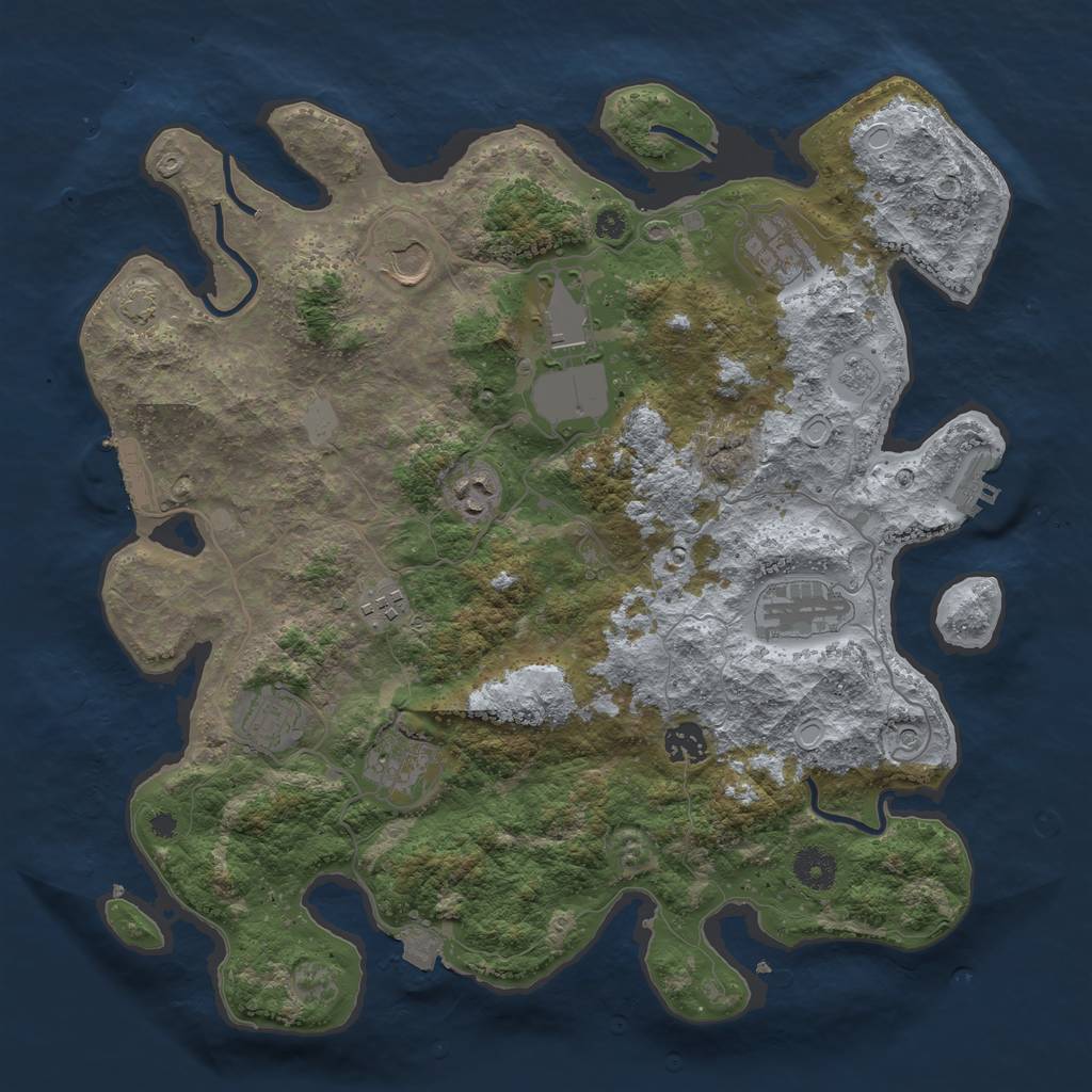 Rust Map: Procedural Map, Size: 3800, Seed: 1024, 17 Monuments