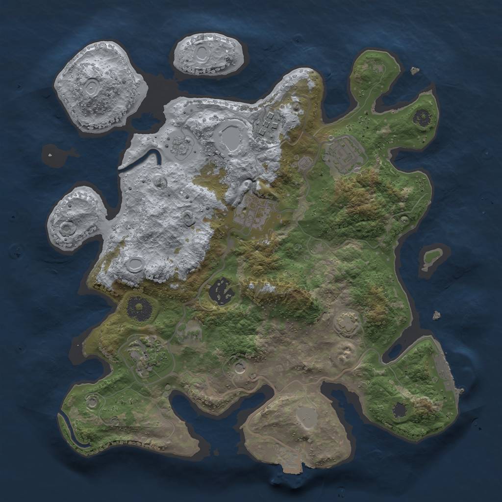 Rust Map: Procedural Map, Size: 3000, Seed: 556708889, 12 Monuments