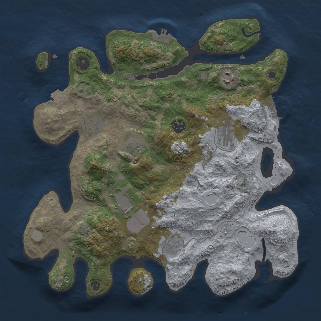 Rust Map: Procedural Map, Size: 3500, Seed: 2046018349, 15 Monuments