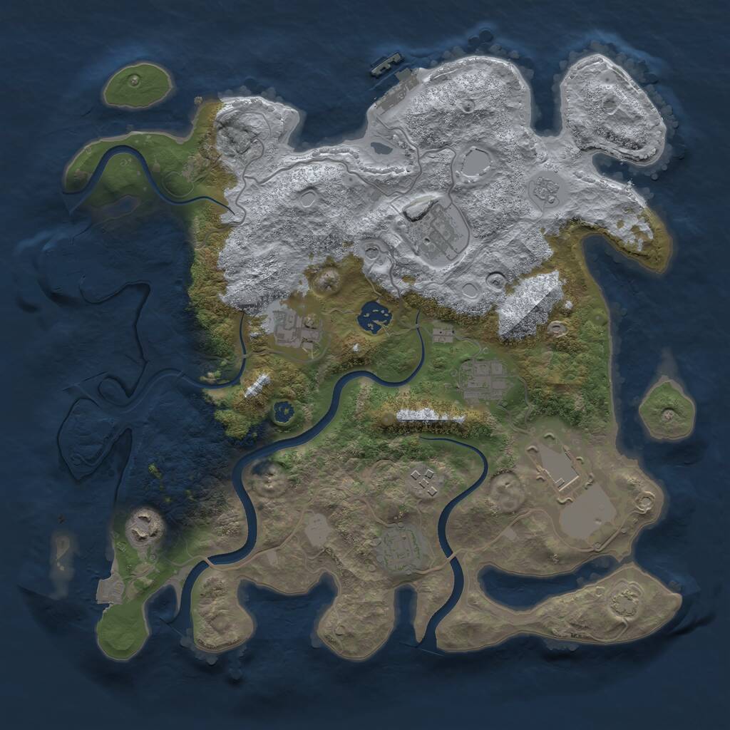 Rust Map: Procedural Map, Size: 3500, Seed: 1298737624, 14 Monuments