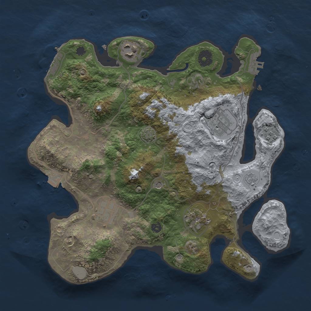 Rust Map: Procedural Map, Size: 3000, Seed: 213035828, 13 Monuments