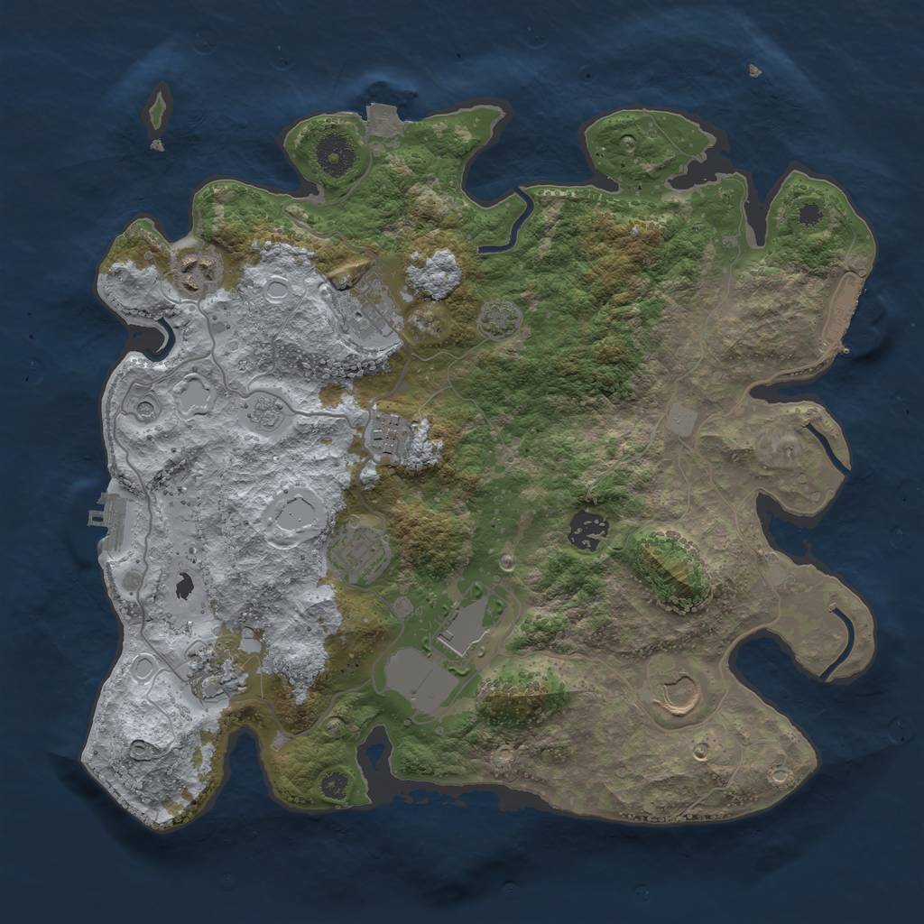 Rust Map: Procedural Map, Size: 3500, Seed: 74339544, 16 Monuments