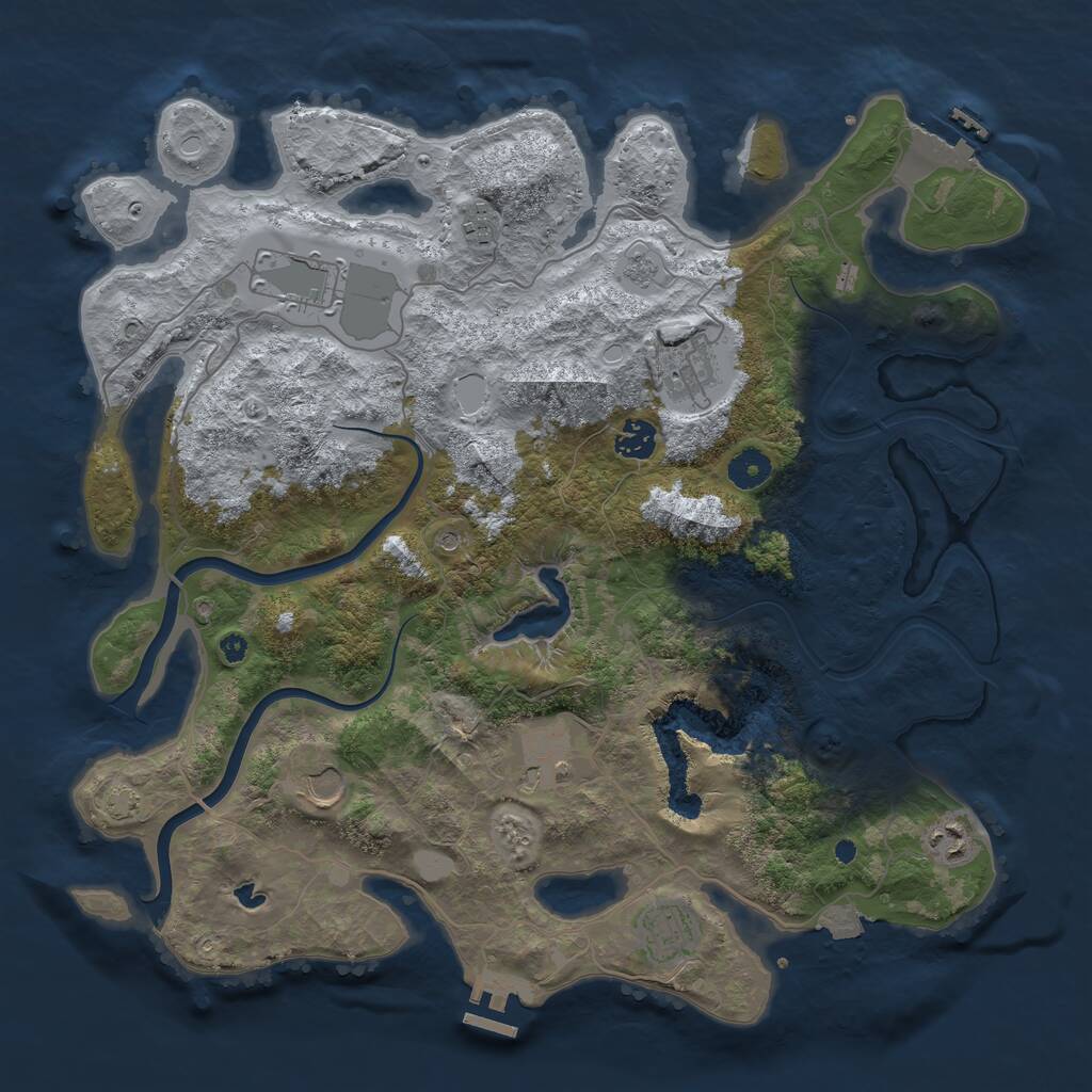 Rust Map: Procedural Map, Size: 4000, Seed: 5711590, 14 Monuments