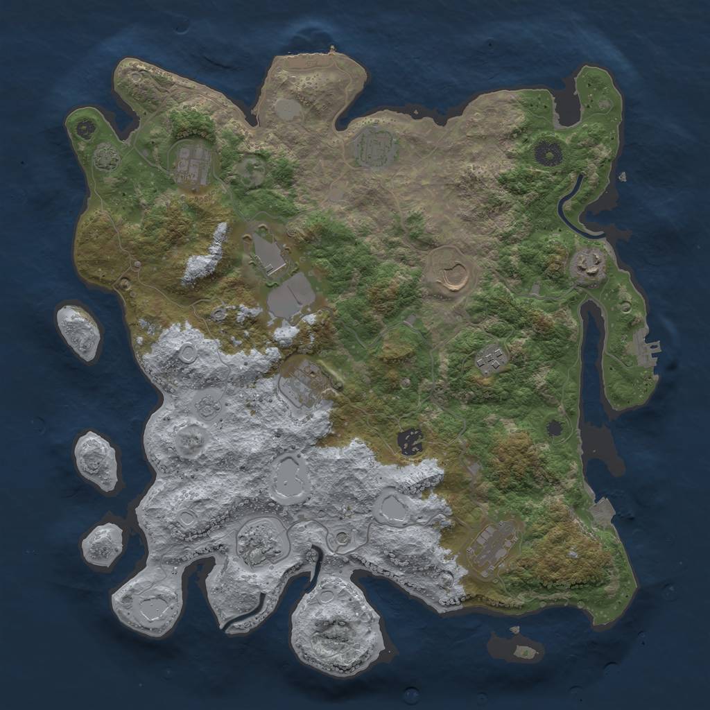 Rust Map: Procedural Map, Size: 3900, Seed: 45907145, 18 Monuments