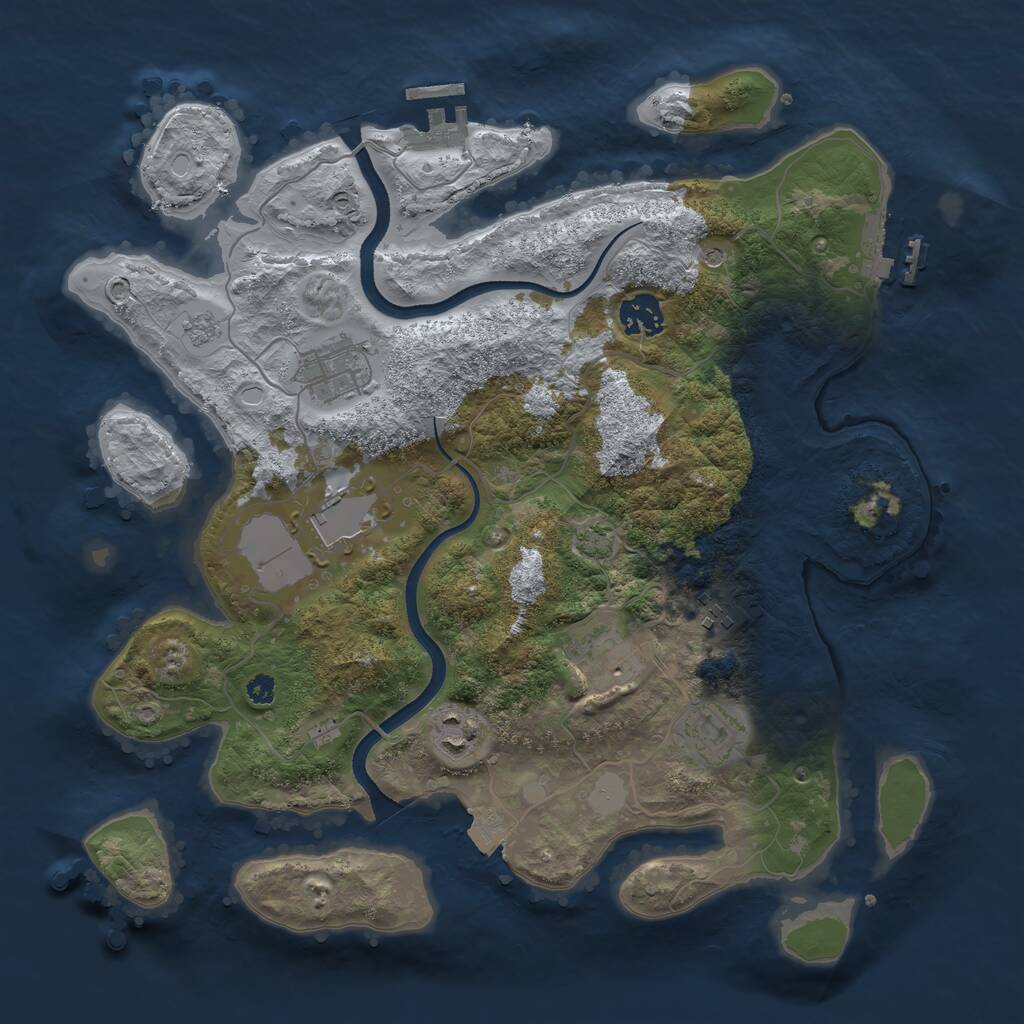 Rust Map: Procedural Map, Size: 3500, Seed: 759861, 13 Monuments