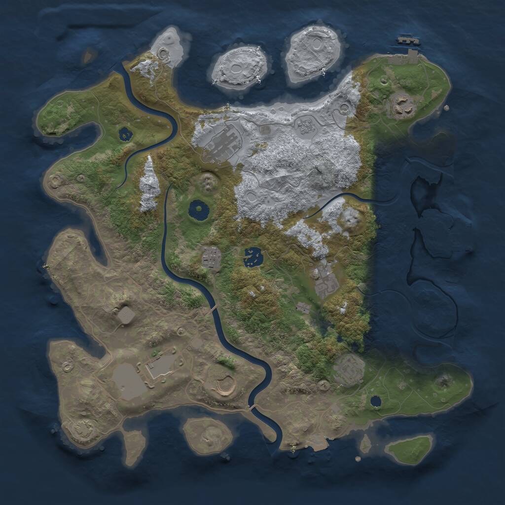 Rust Map: Procedural Map, Size: 3700, Seed: 1246675660, 14 Monuments