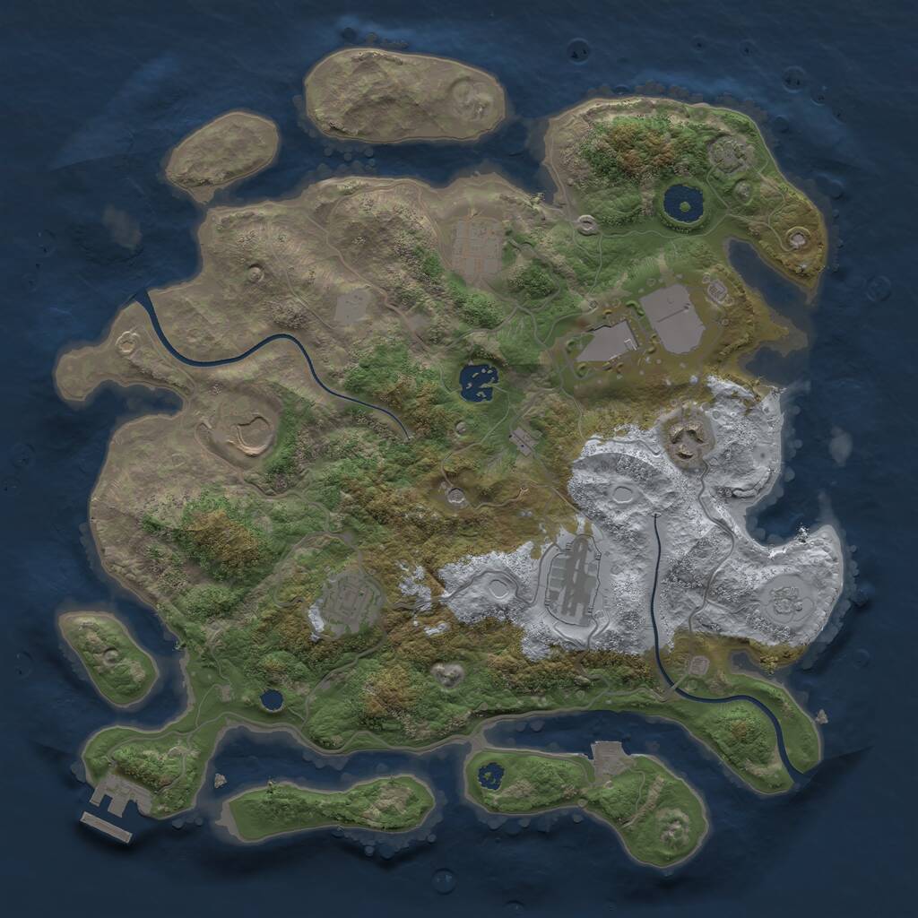 Rust Map: Procedural Map, Size: 3500, Seed: 99206950, 12 Monuments