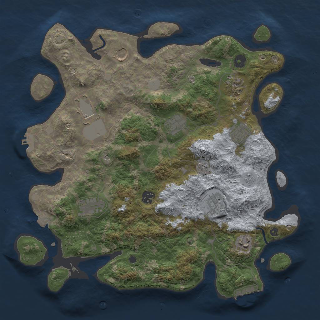 Rust Map: Procedural Map, Size: 3700, Seed: 1537601977, 18 Monuments