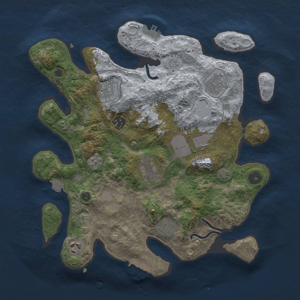 Rust Map: Procedural Map, Size: 3500, Seed: 45051347, 16 Monuments