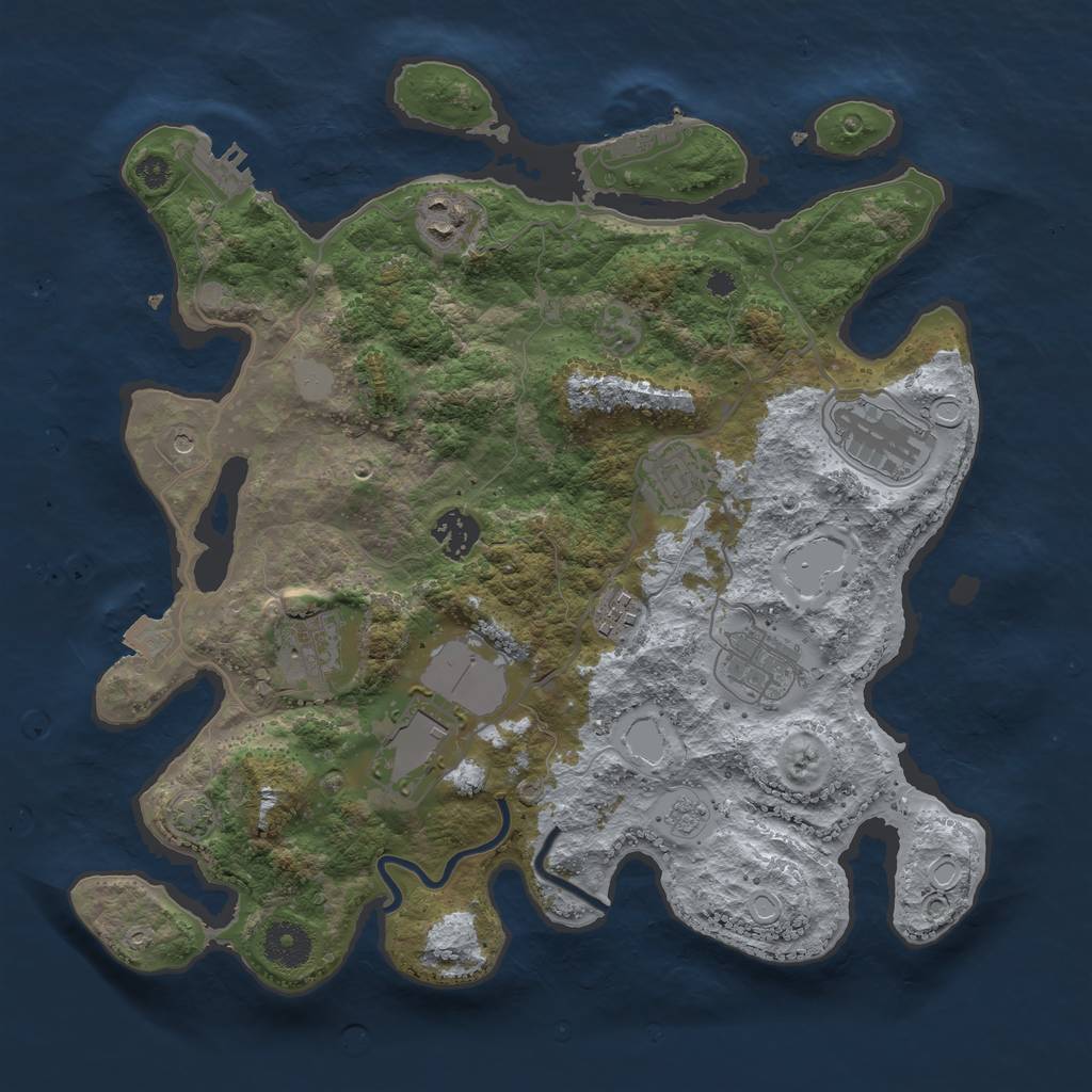 Rust Map: Procedural Map, Size: 3500, Seed: 698315491, 16 Monuments