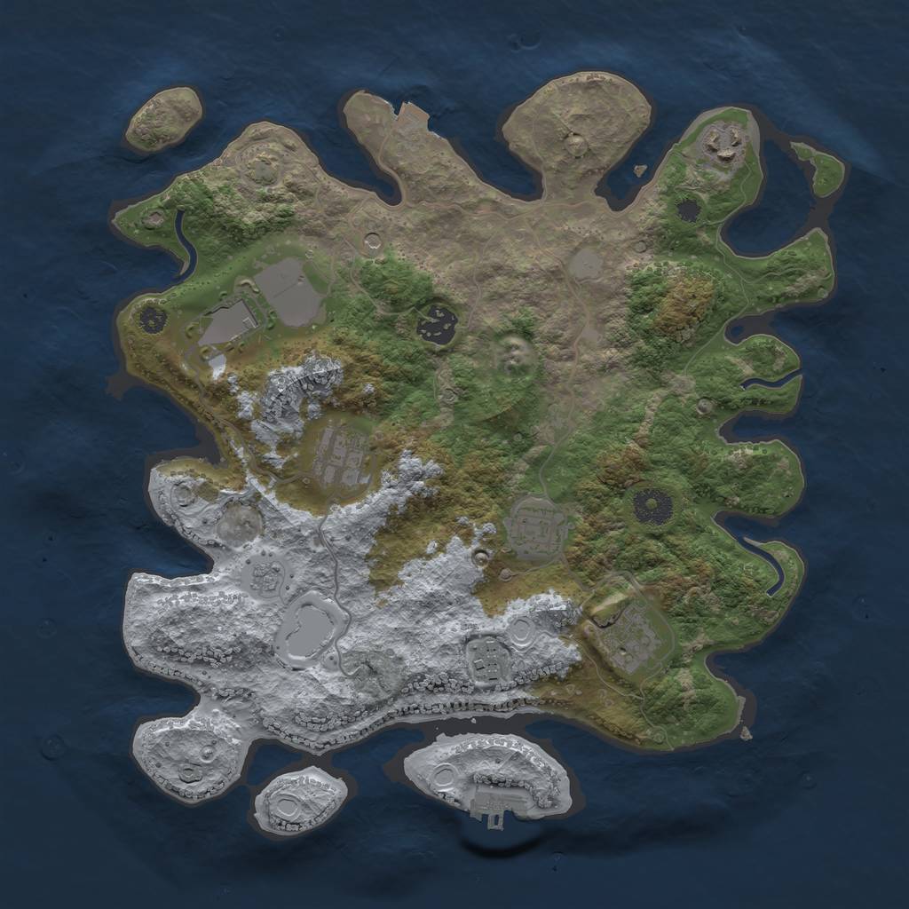 Rust Map: Procedural Map, Size: 3500, Seed: 1587774274, 14 Monuments