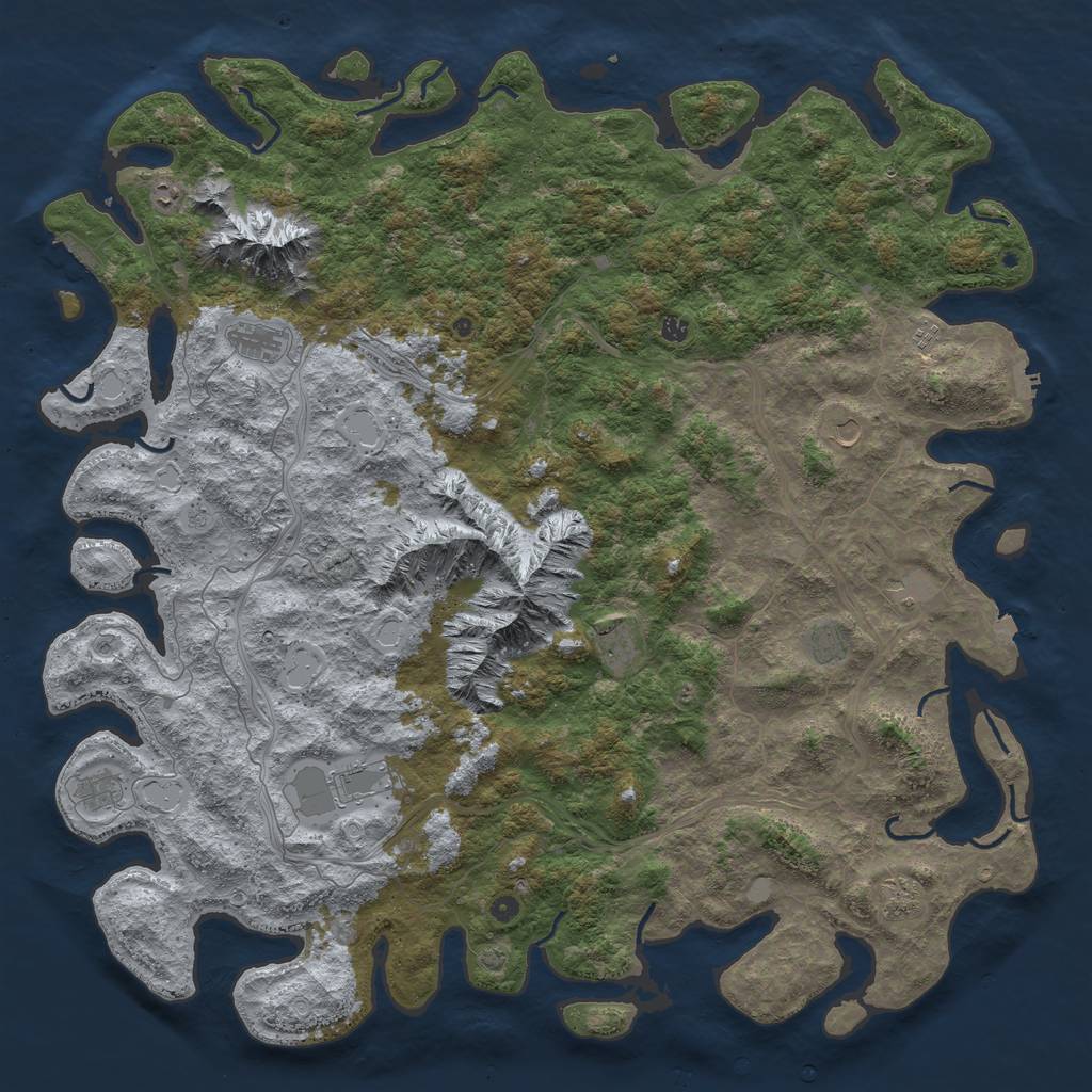Rust Map: Procedural Map, Size: 6000, Seed: 612000, 19 Monuments