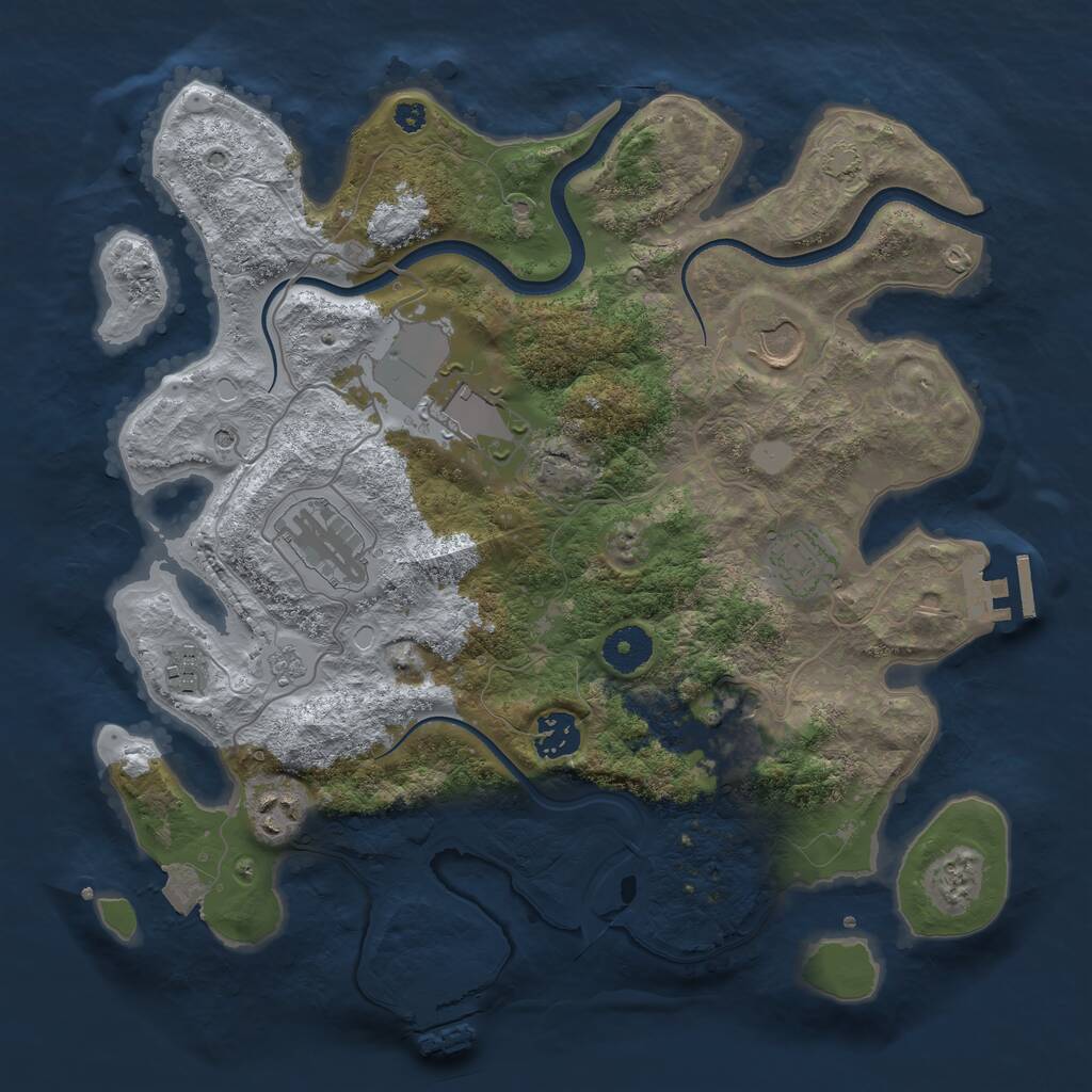 Rust Map: Procedural Map, Size: 3500, Seed: 1159606200, 14 Monuments