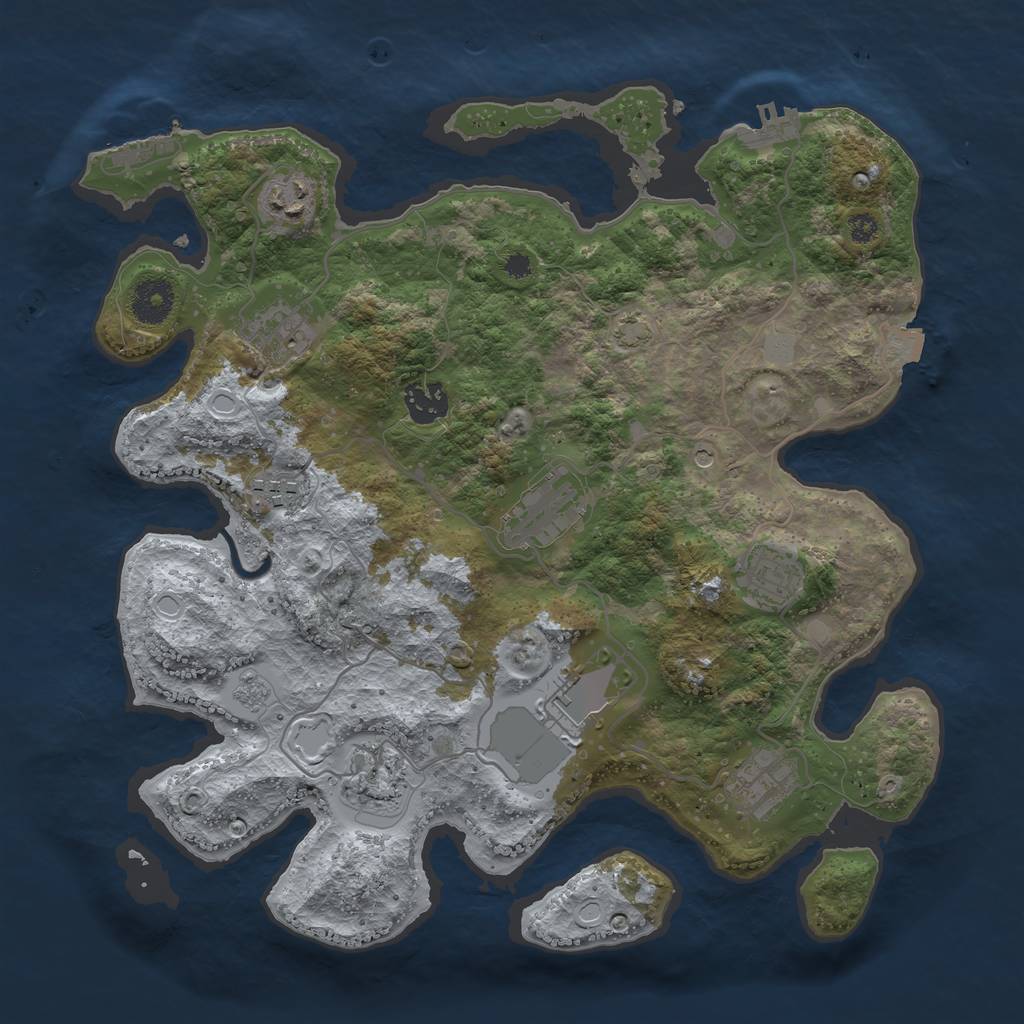 Rust Map: Procedural Map, Size: 3500, Seed: 1696410756, 17 Monuments
