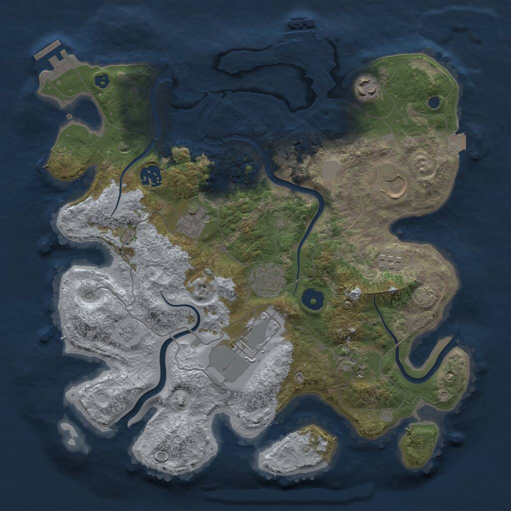 Rust Map: Procedural Map, Size: 3500, Seed: 1696410756, 14 Monuments