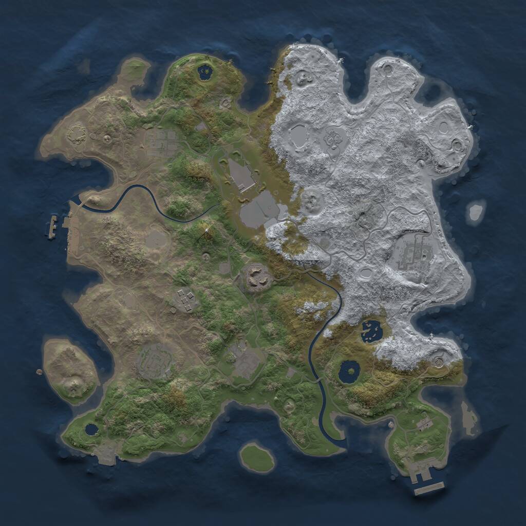 Rust Map: Procedural Map, Size: 3500, Seed: 250000, 14 Monuments