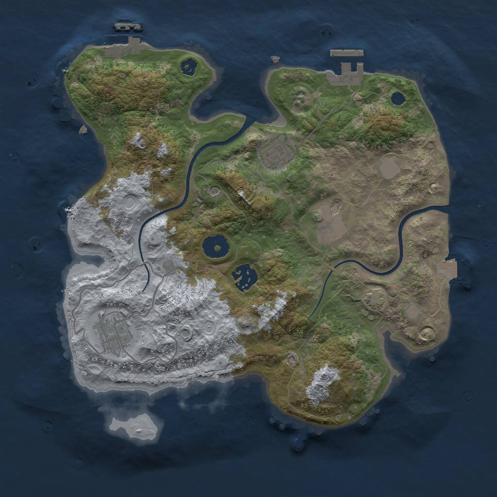 Rust Map: Procedural Map, Size: 3000, Seed: 1131280465, 9 Monuments