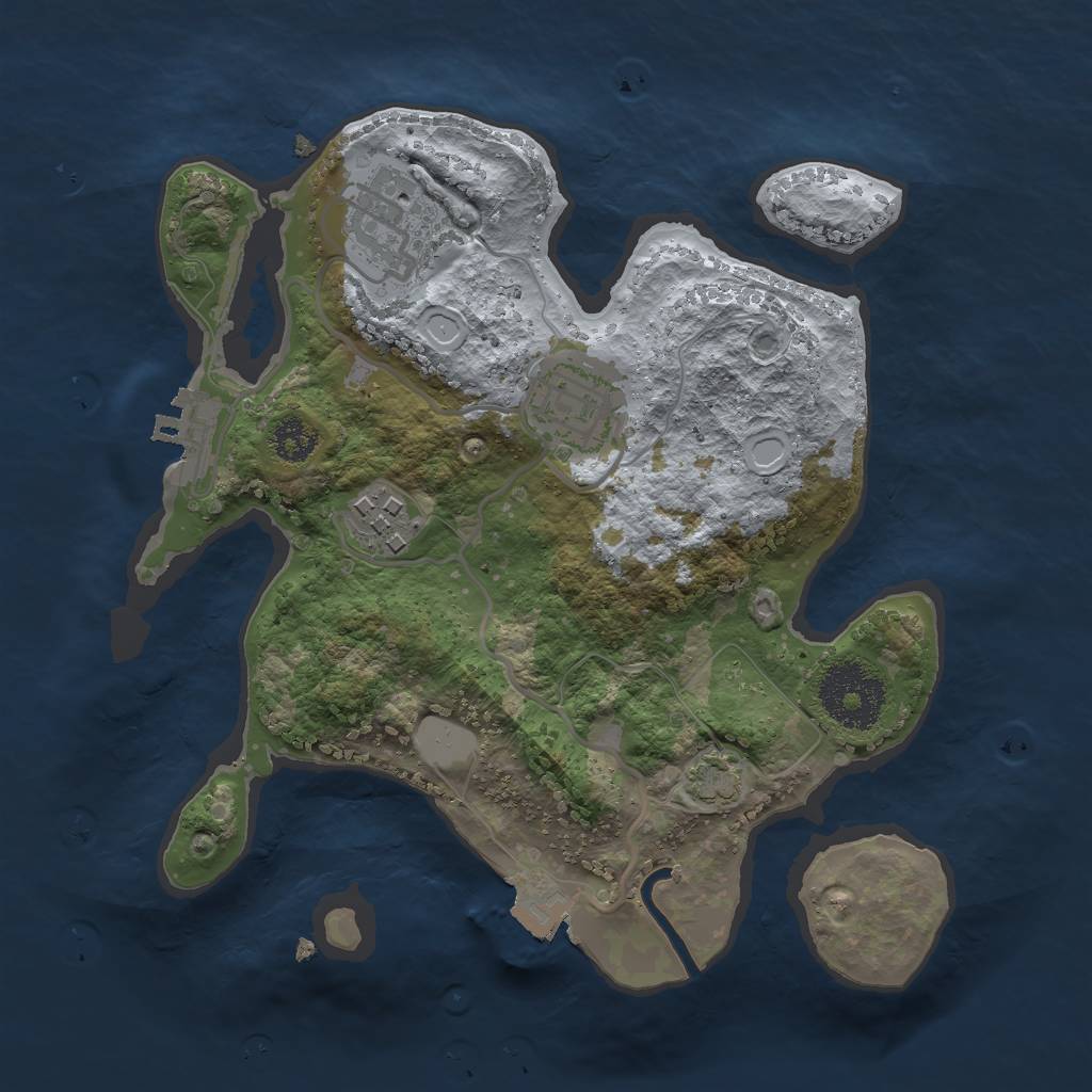 Rust Map: Procedural Map, Size: 2500, Seed: 1193531916, 8 Monuments