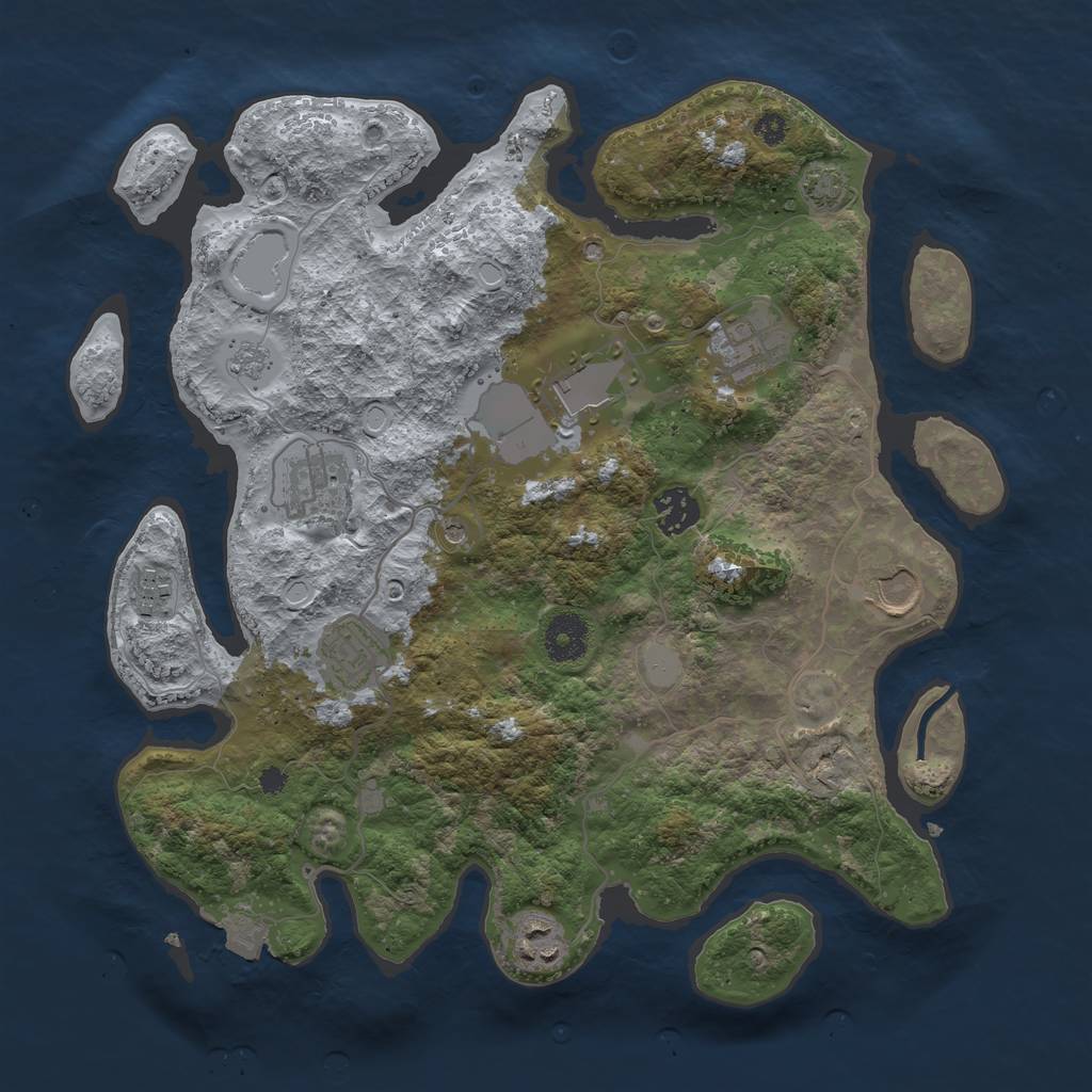 Rust Map: Procedural Map, Size: 3500, Seed: 2396324, 14 Monuments