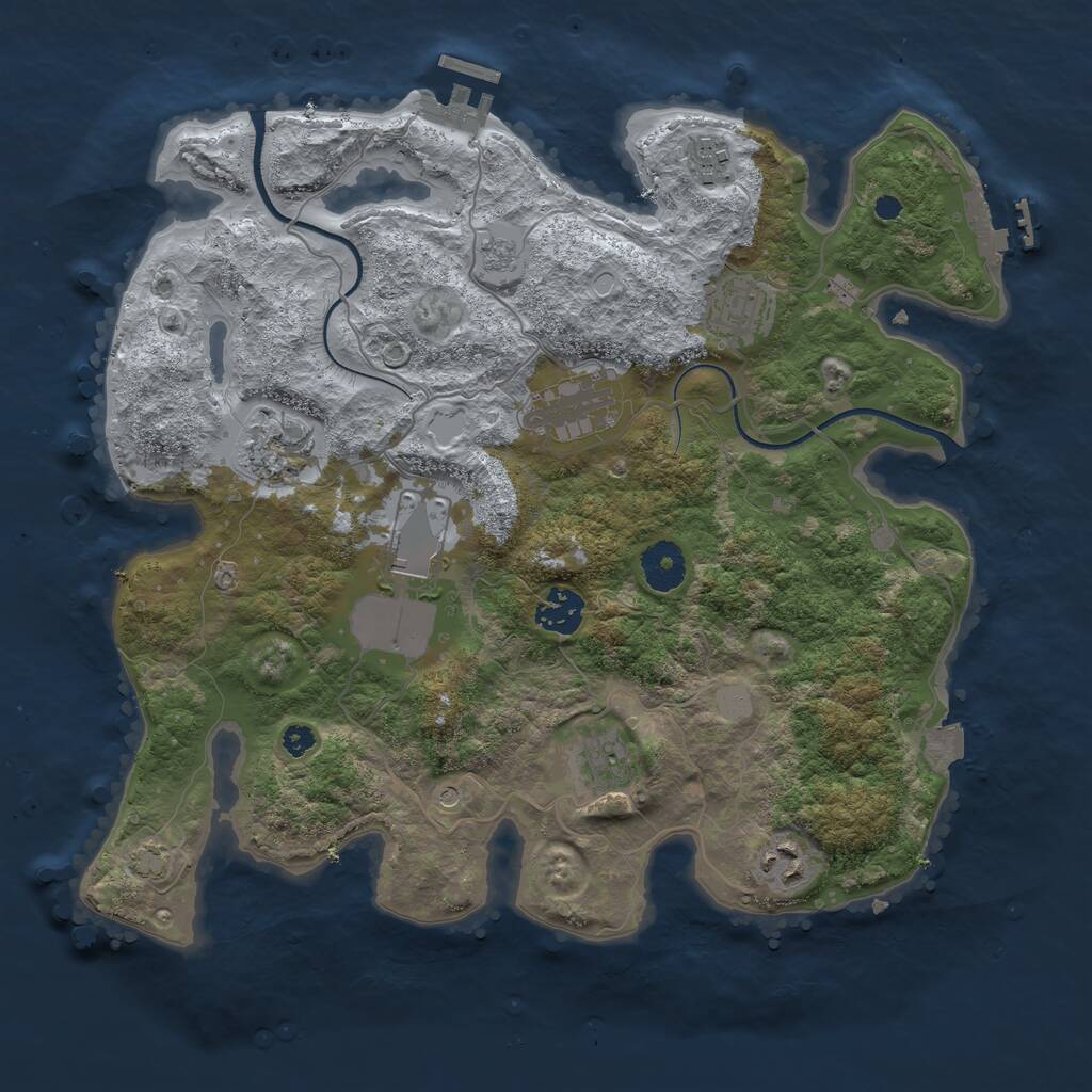 Rust Map: Procedural Map, Size: 3500, Seed: 1564674775, 14 Monuments