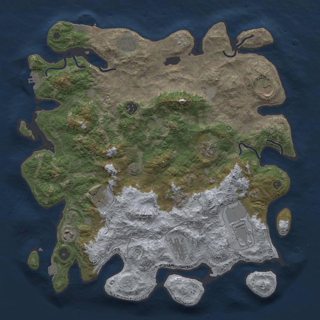 Rust Map: Procedural Map, Size: 4096, Seed: 421755780, 17 Monuments