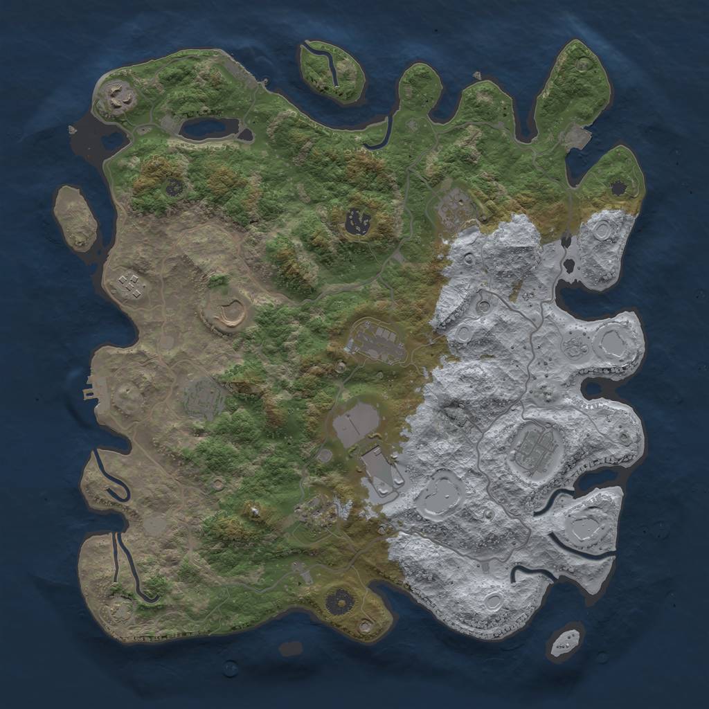 Rust Map: Procedural Map, Size: 4000, Seed: 801082814, 18 Monuments