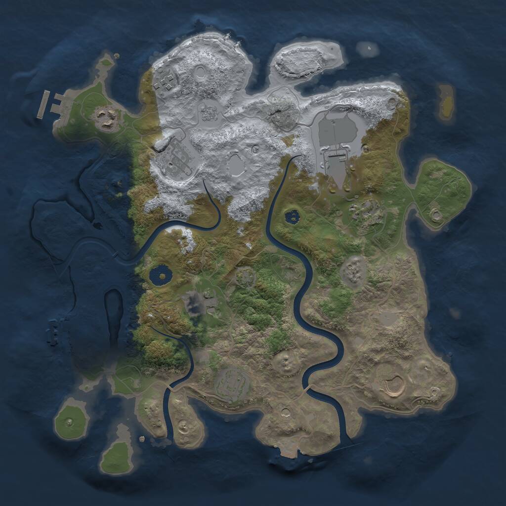 Rust Map: Procedural Map, Size: 3500, Seed: 1144303544, 14 Monuments