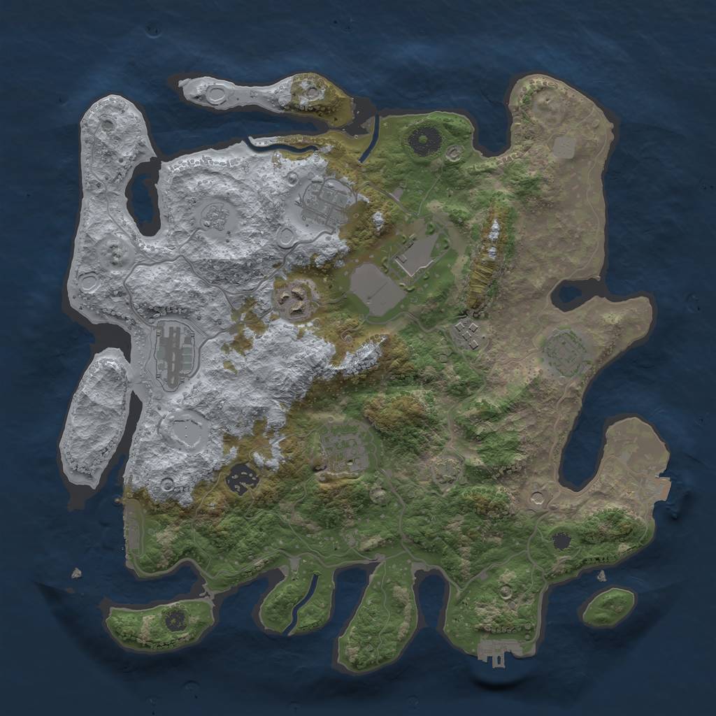 Rust Map: Procedural Map, Size: 3500, Seed: 75835, 16 Monuments