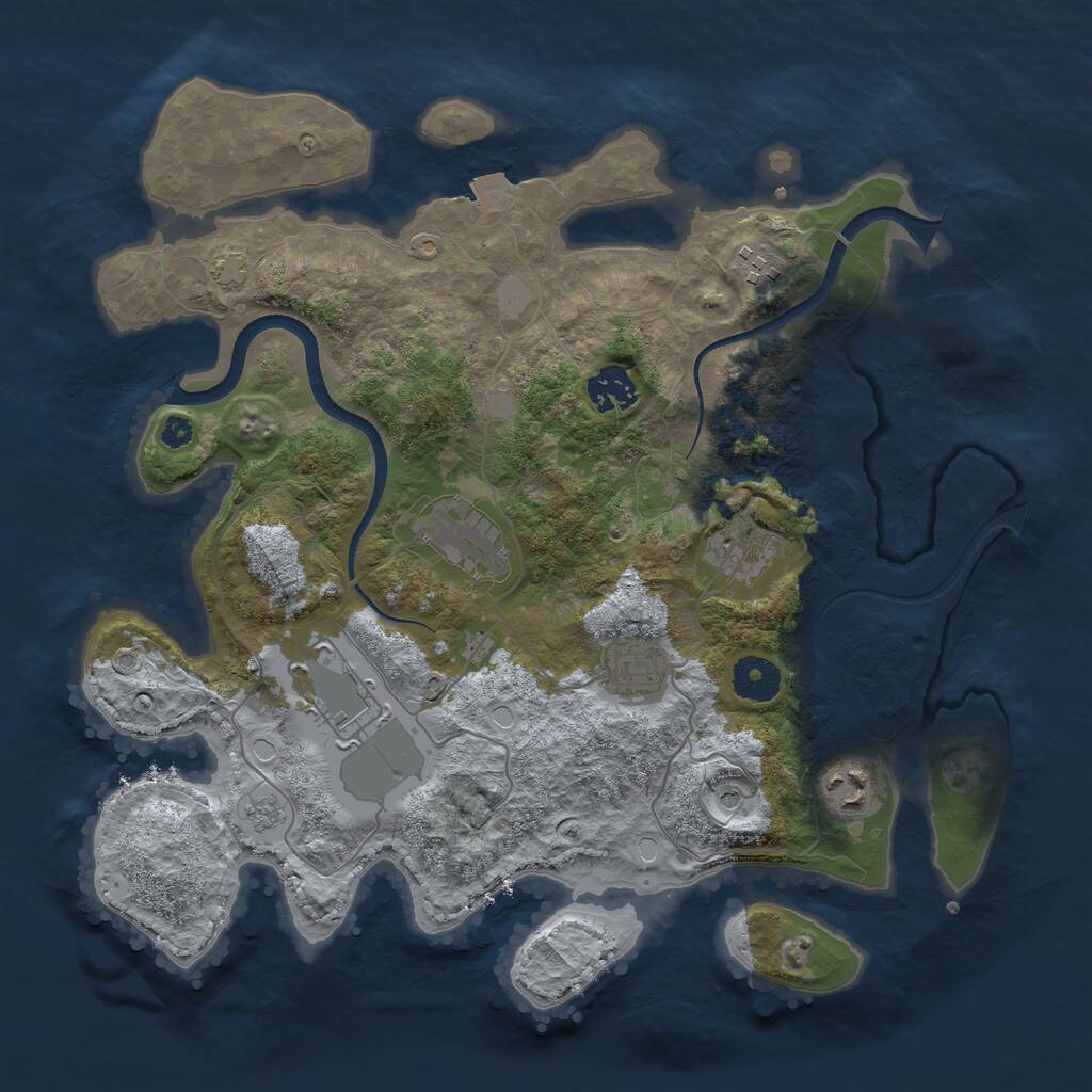 Rust Map: Procedural Map, Size: 3500, Seed: 445260827, 11 Monuments