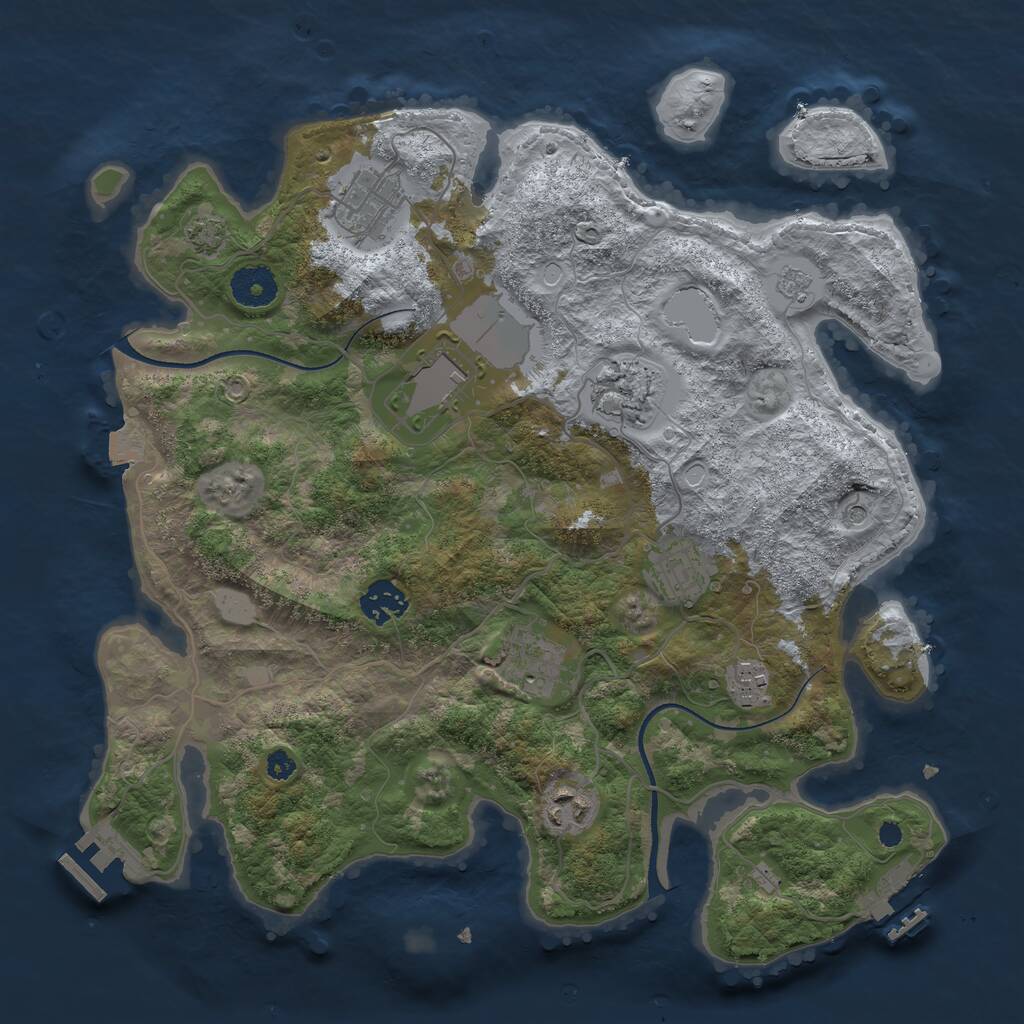 Rust Map: Procedural Map, Size: 3500, Seed: 41187893, 14 Monuments