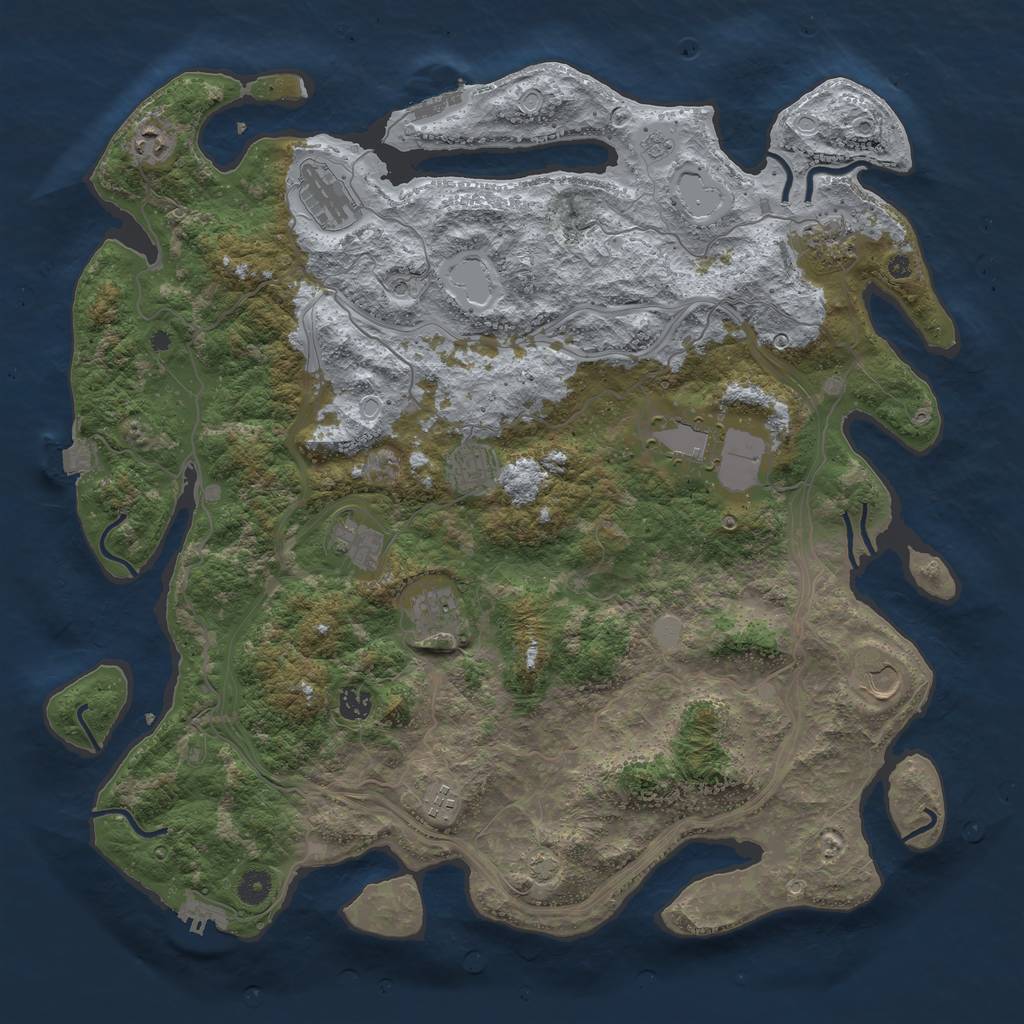Rust Map: Procedural Map, Size: 4500, Seed: 138713246, 18 Monuments