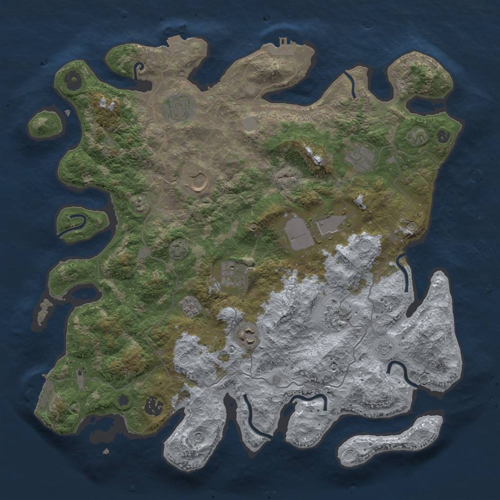 Rust Map: Procedural Map, Size: 4000, Seed: 1266, 17 Monuments