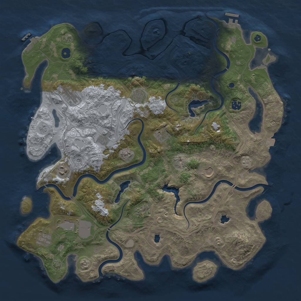 Rust Map: Procedural Map, Size: 4500, Seed: 1919607401, 17 Monuments