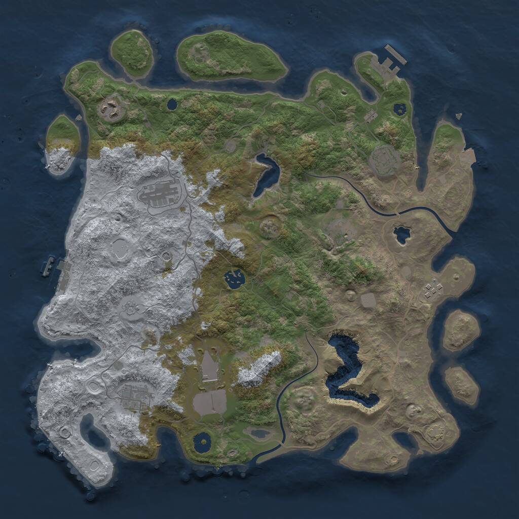 Rust Map: Procedural Map, Size: 4000, Seed: 77495606, 14 Monuments