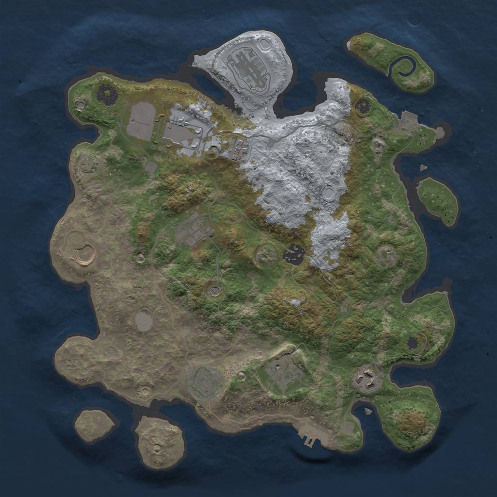 Rust Map: Procedural Map, Size: 3500, Seed: 7292023, 15 Monuments