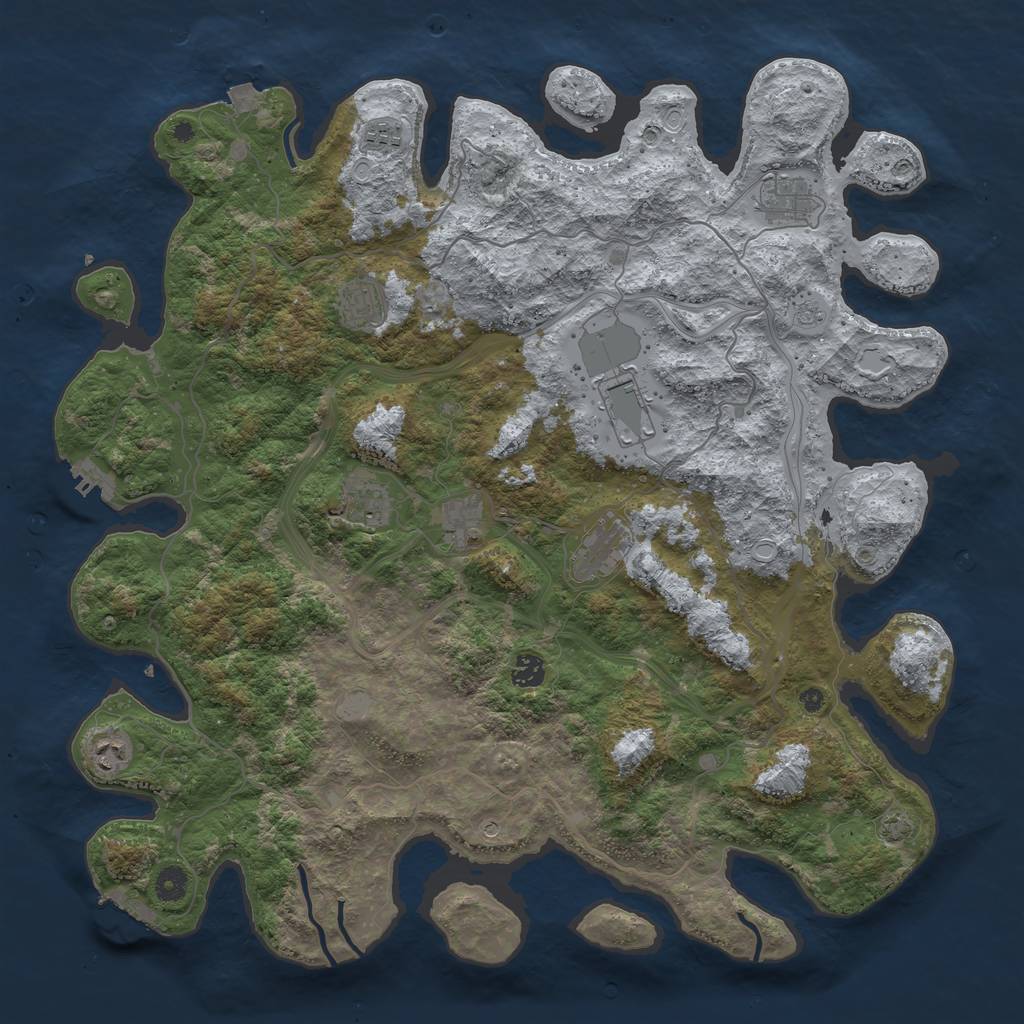 Rust Map: Procedural Map, Size: 4500, Seed: 819172228, 17 Monuments