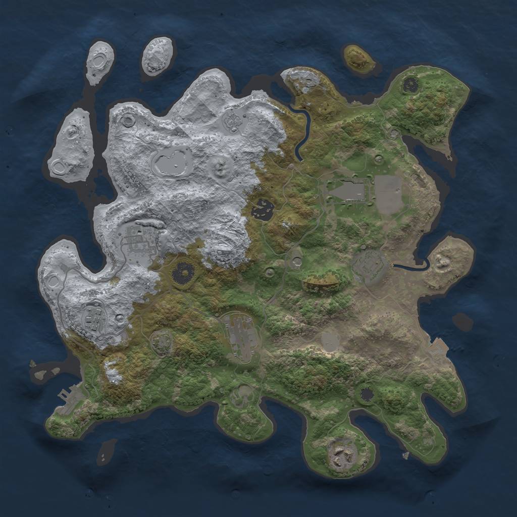 Rust Map: Procedural Map, Size: 3500, Seed: 363023143, 14 Monuments