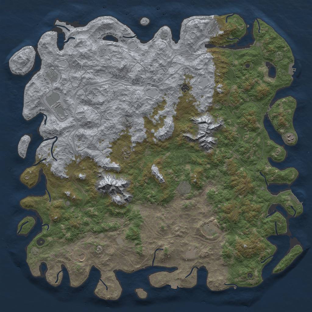 Rust Map: Procedural Map, Size: 6000, Seed: 2049811653, 19 Monuments