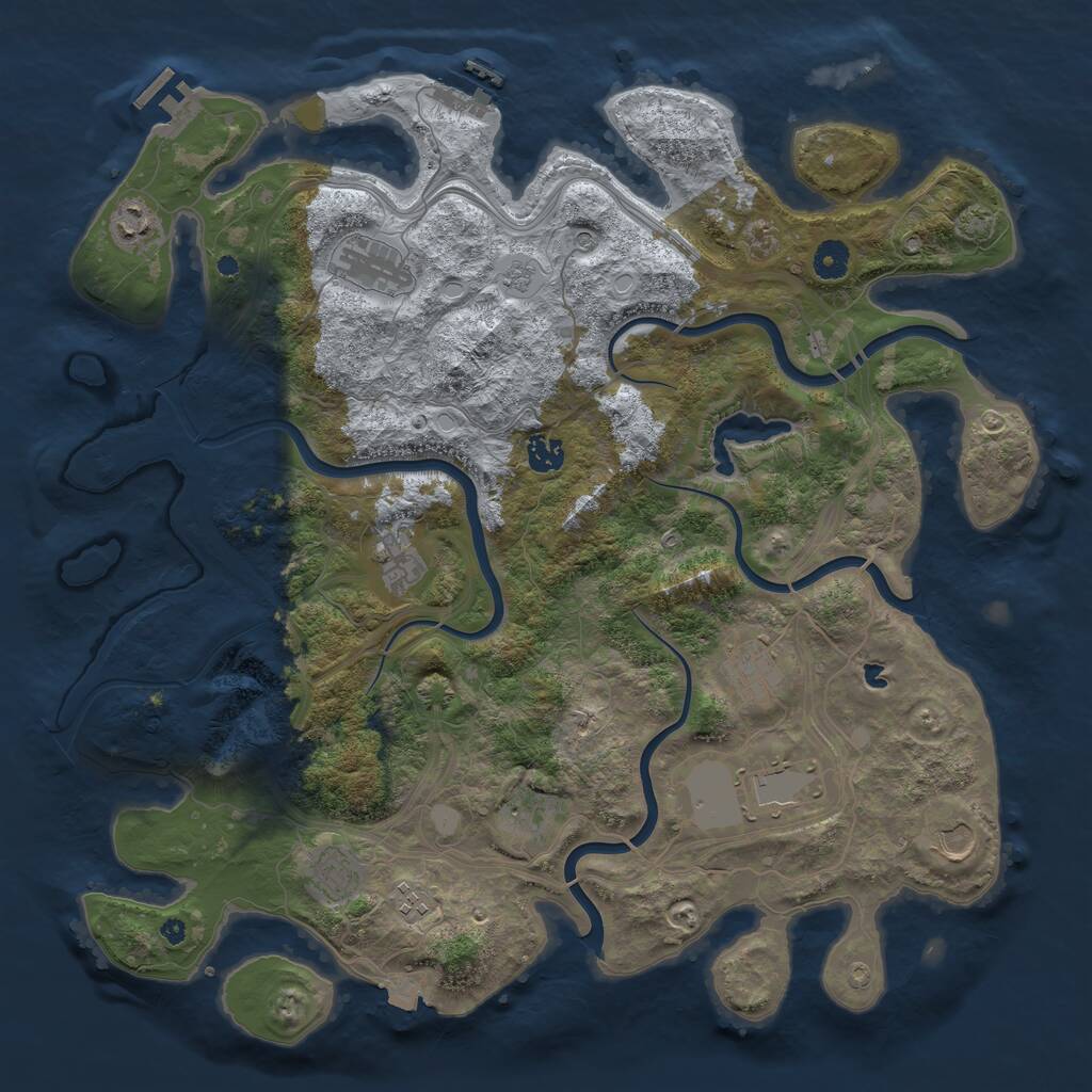 Rust Map: Procedural Map, Size: 4300, Seed: 46599114, 16 Monuments