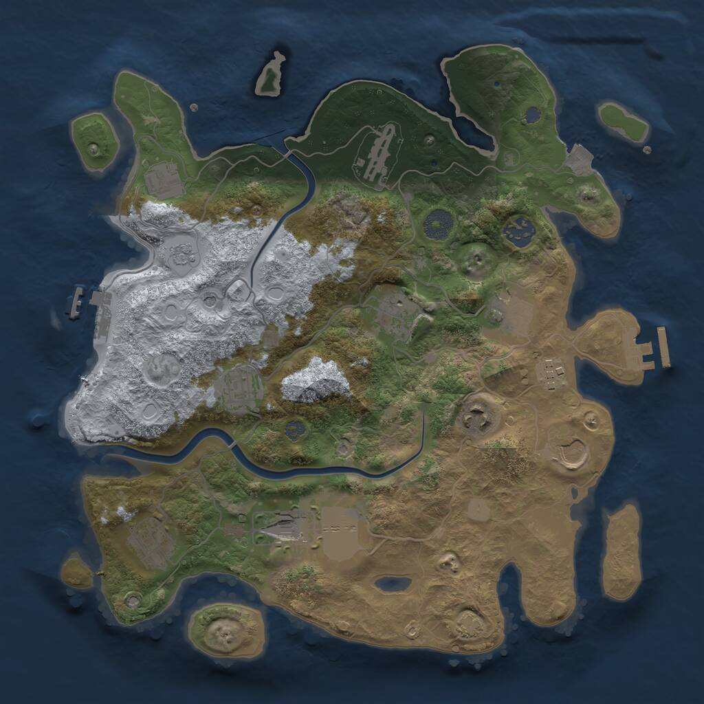 Rust Map: Procedural Map, Size: 3500, Seed: 193930686, 18 Monuments
