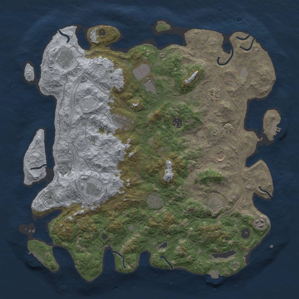 Rust Map: Procedural Map, Size: 4500, Seed: 1302398536, 19 Monuments