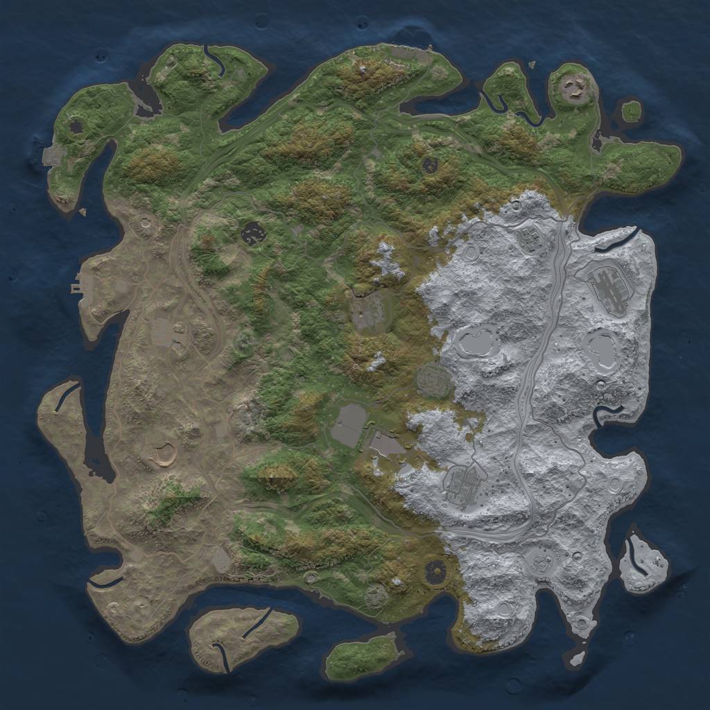 Rust Map: Procedural Map, Size: 4550, Seed: 1555555544, 18 Monuments