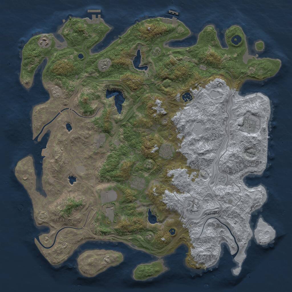 Rust Map: Procedural Map, Size: 4550, Seed: 1555555544, 15 Monuments