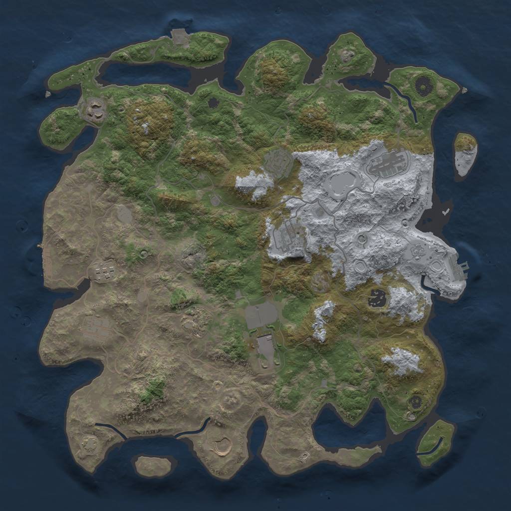 Rust Map: Procedural Map, Size: 4100, Seed: 736576743, 18 Monuments