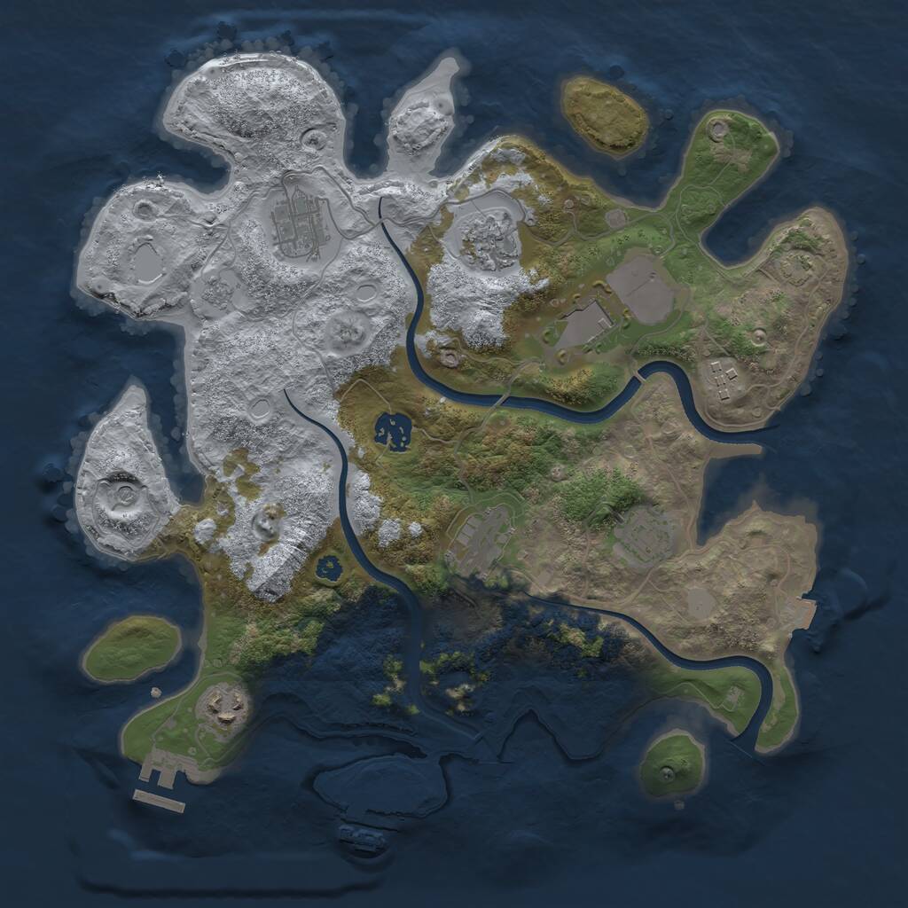 Rust Map: Procedural Map, Size: 3500, Seed: 239743798, 14 Monuments